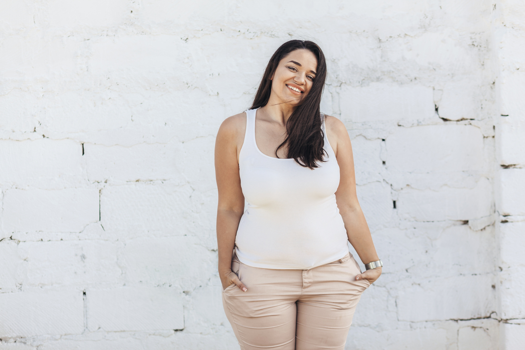 Woman in a Neutral Colored Outfit 